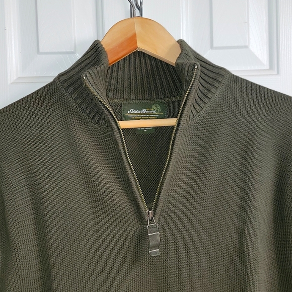 Eddie Bauer Hunter Green Half Zip Sweater - Picture 2 of 4